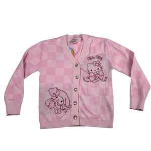 Sanrio Hello Kitty and Friends Girls XS 4/5 Cardigan Pink Kawaii Sweater NWT